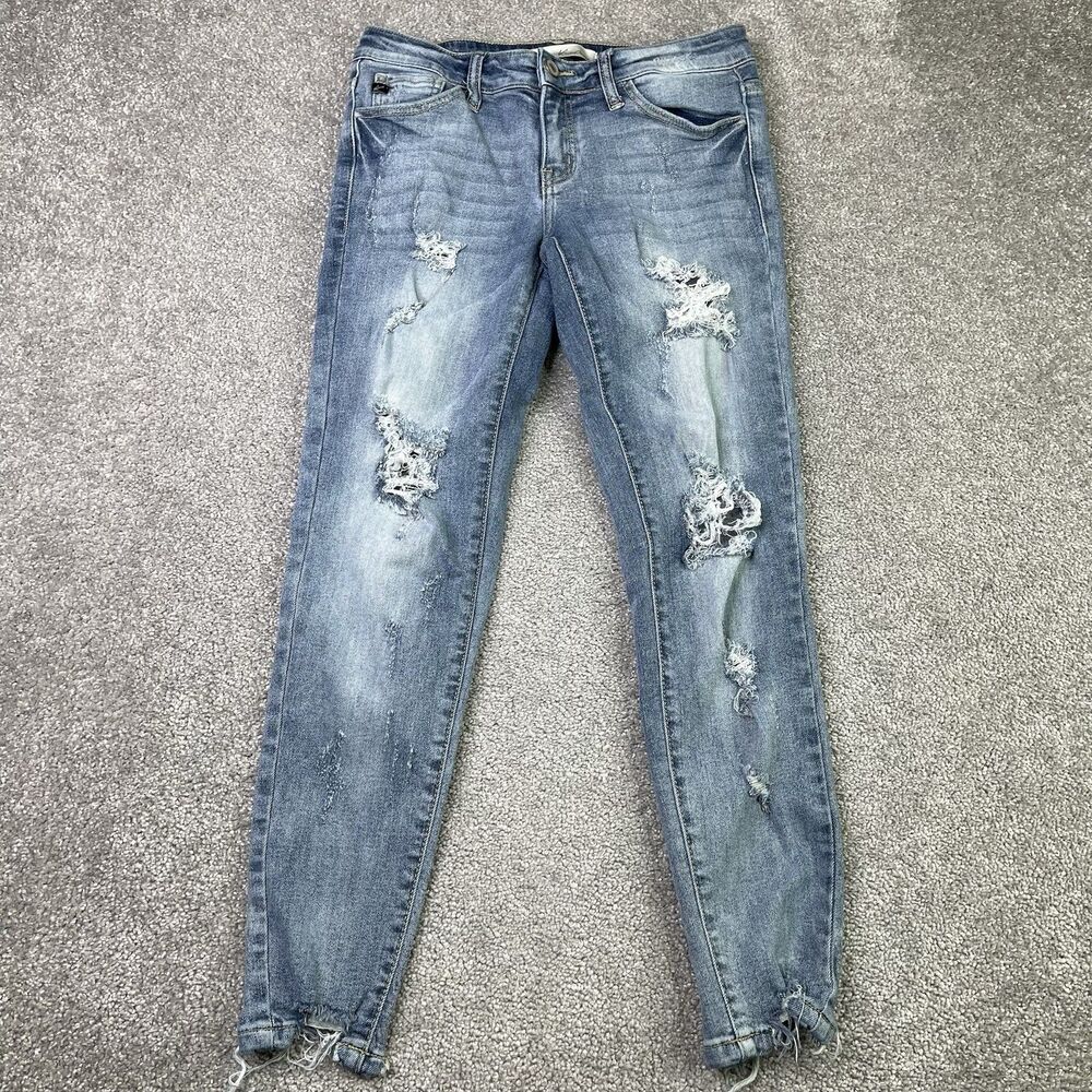 Kancan Jeans Women’s 26X25 Blue Ankle Skinny Low Rise Distressed Stretch Denim